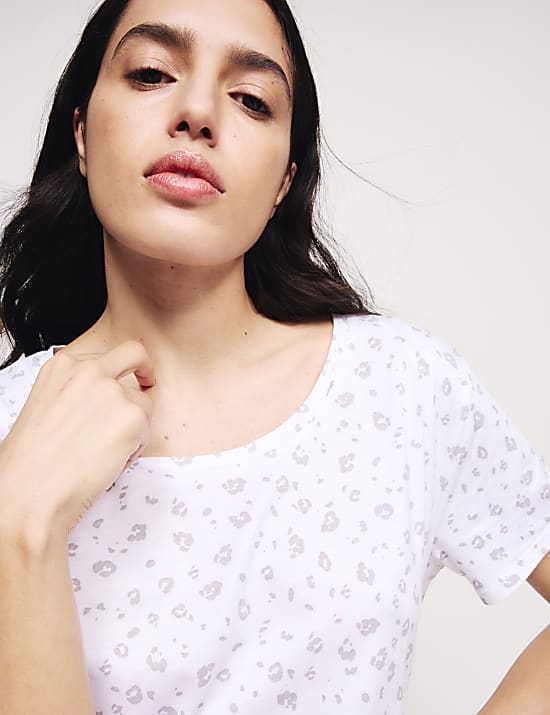 Cotton Modal Animal Print Short Nightdress