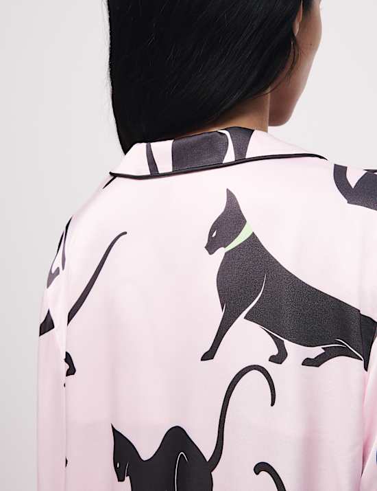 Chemise de nuit à imprimé chat