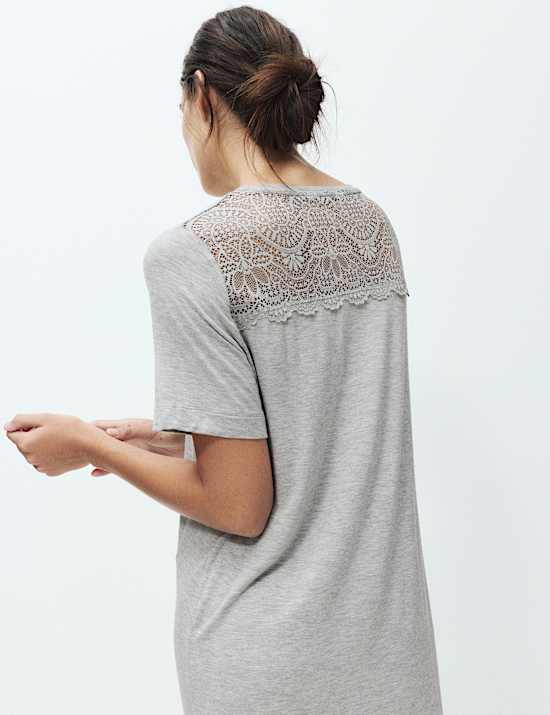 Nachthemd met kanten detail