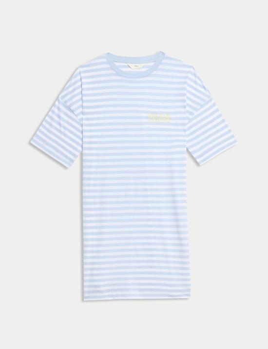 Cotton Modal Striped Short Nightshirt