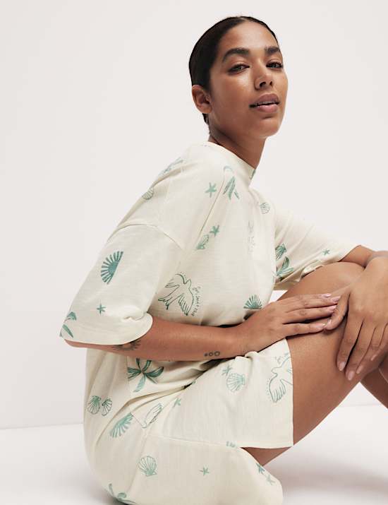 Chemise de nuit 100 % coton avec imprimé