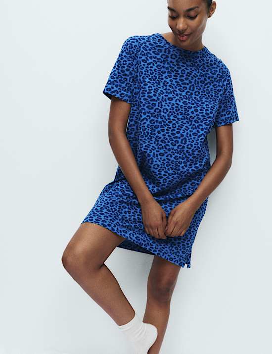 Chemise de nuit 100 % coton avec imprimé