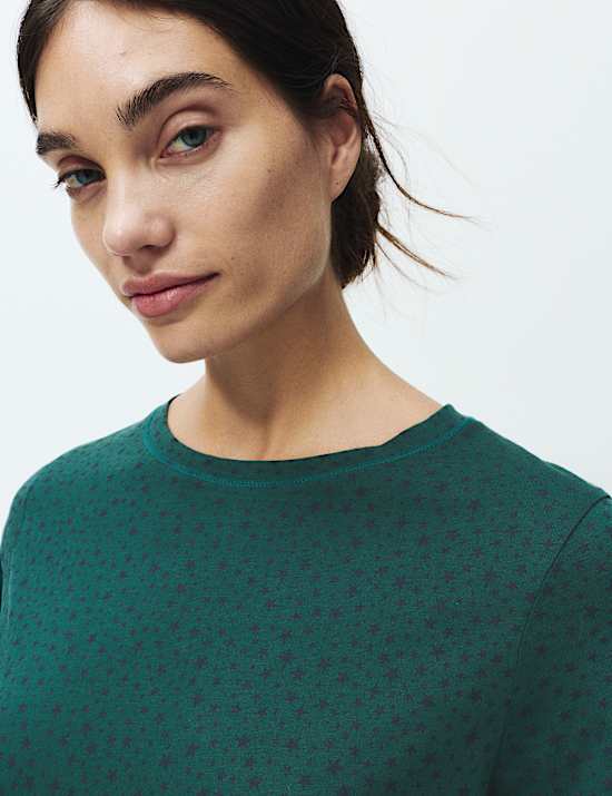 Chemise de nuit 100 % coton à imprimé étoiles