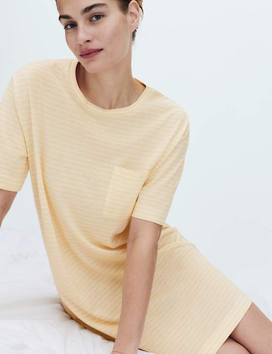 Chemise coupe courte en coton et modal avec imprim&eacute;