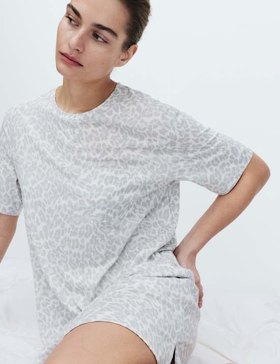 Minicamisa estampada de modal de algod&oacute;n