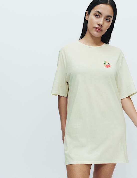 Cotton Modal Fruit Graphic Oversized T-Shirt