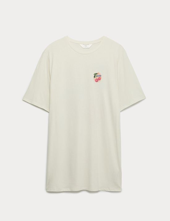 Cotton Modal Fruit Graphic Oversized T-Shirt