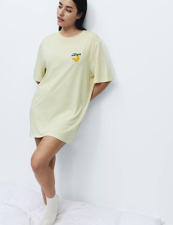 Cotton Modal Fruit Graphic Oversized T-Shirt