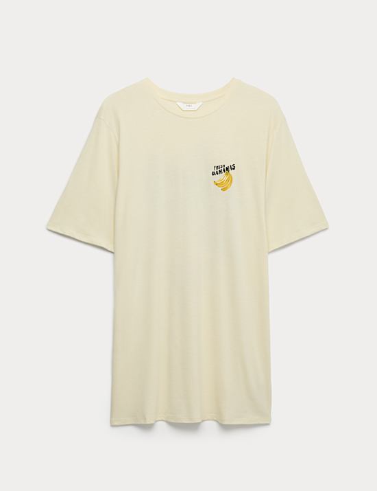 Cotton Modal Fruit Graphic Oversized T-Shirt