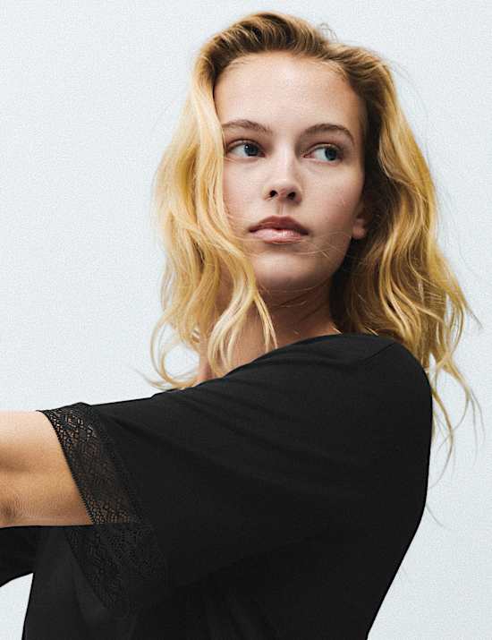 Lace Detail Mini Nightshirt
