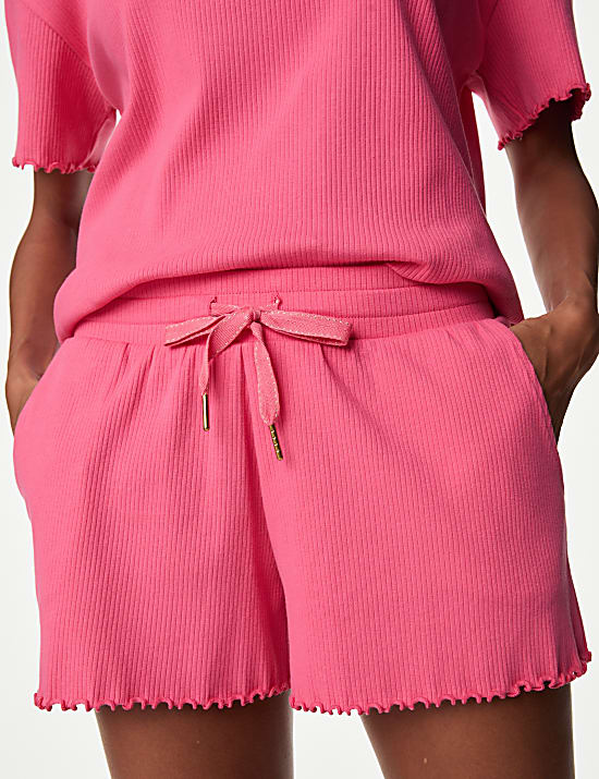 Cotton Rich Ribbed Lounge Pyjama Shorts