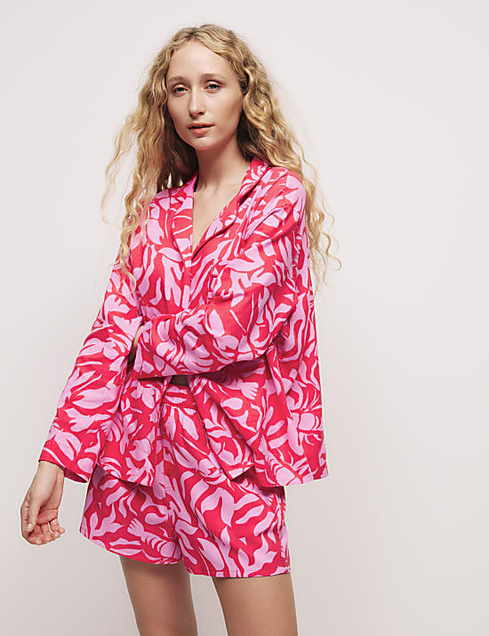 Cotton Blend Lobster Print Pyjama Shorts