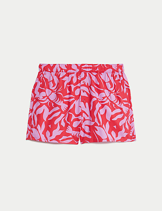 Cotton Blend Lobster Print Pyjama Shorts