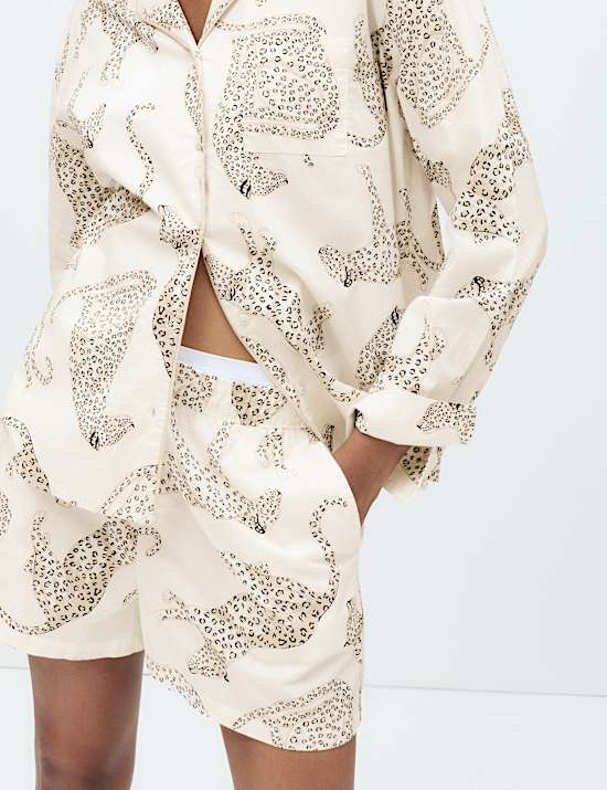 Pure Cotton Animal Print Pyjama Shorts