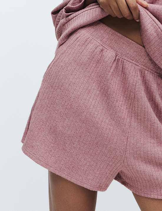 Pantalón corto de pijama ancho acanalado