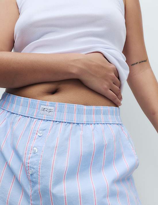 Gestreepte pyjama van zuiver katoen met short