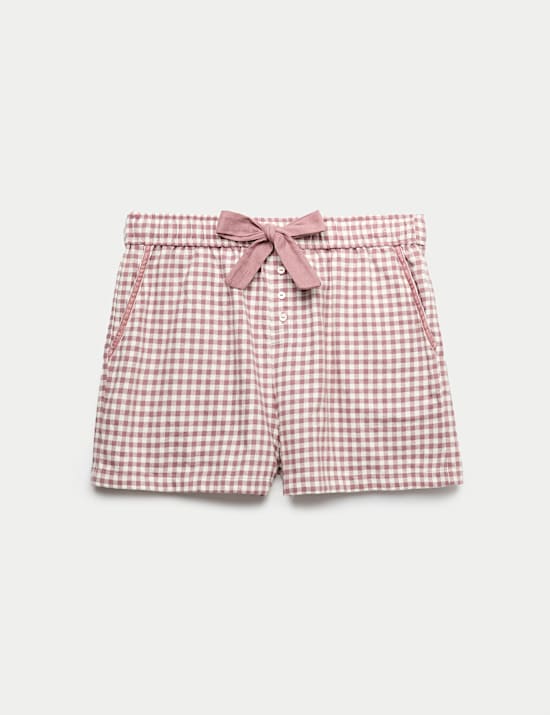 Pure Cotton Flannel Gingham Pyjama Shorts