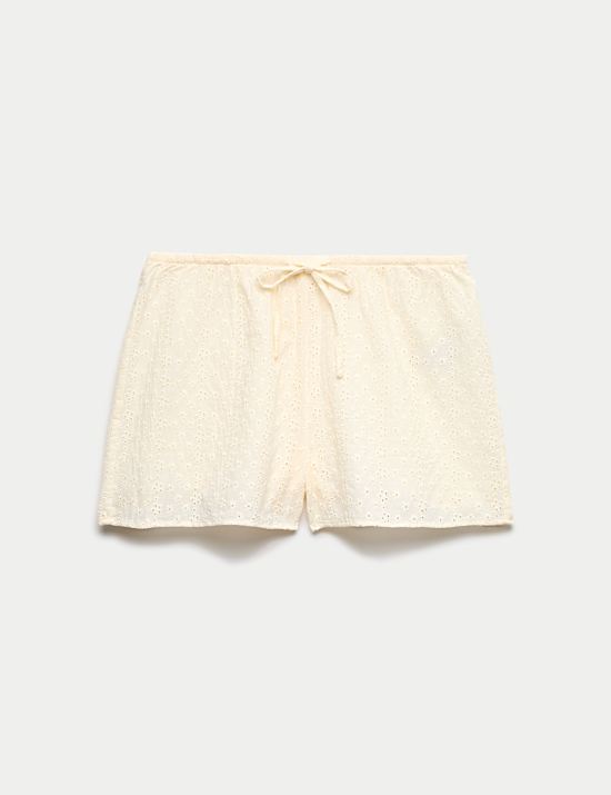 Short de pyjama 100 % coton brod&eacute;