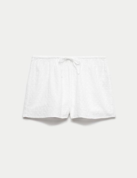 Pantalones cortos de pijama 100 % algod&oacute;n con bordado