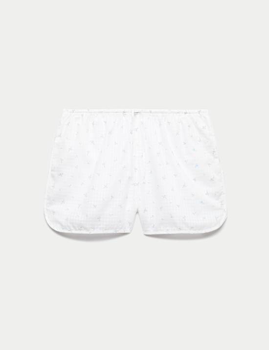 Pure Cotton Floral Grid Check Pyjama Shorts