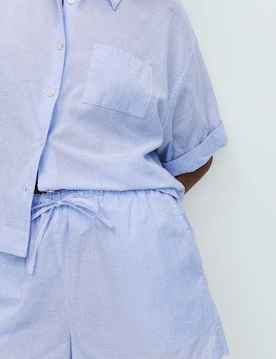 Pure Cotton Woven Striped Pyjama Shorts