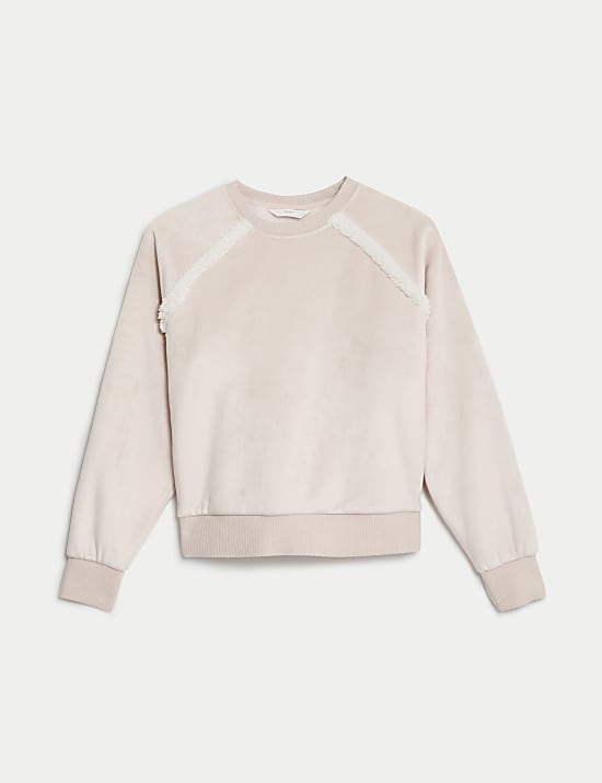 Fleece Borg Trim Lounge Sweatshirt