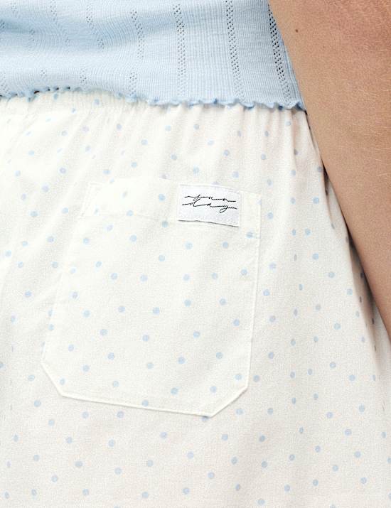 Pure Cotton Poplin Spot Print Pyjama Shorts
