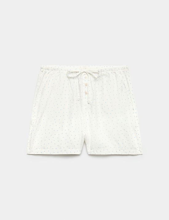 Short de pyjama en popeline 100 % coton imprim&eacute; pois