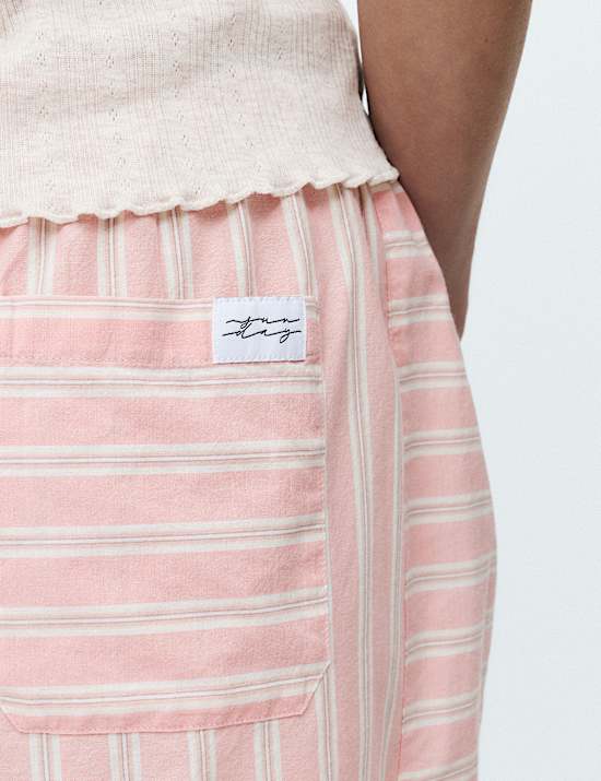 Pure Cotton Cambric Striped Pyjama Shorts