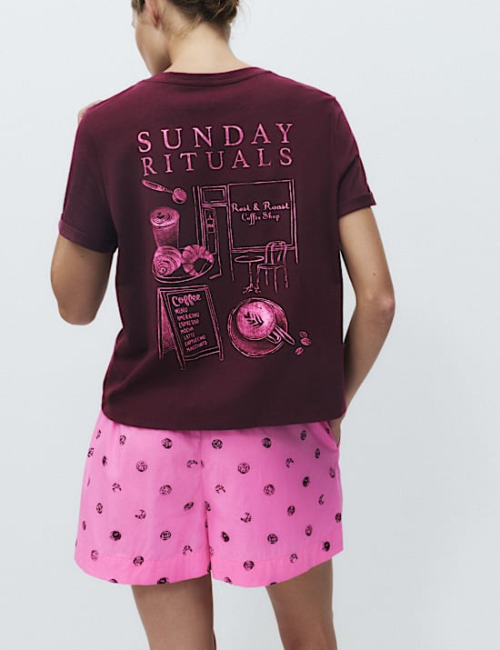 Pantalones cortos de pijama de popelina 100 % algod&oacute;n con dise&ntilde;o a rayas