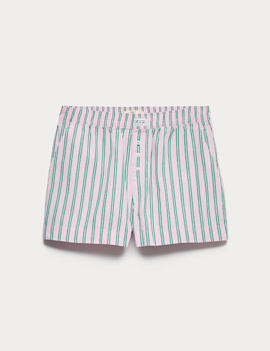 Pure Cotton Poplin Striped Pyjama Shorts
