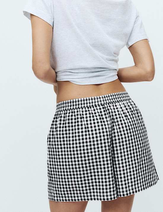 Set van 2 gestreepte korte pyjamabroeken van puur katoen