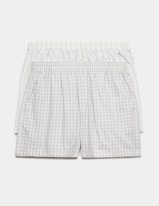 2 Pack Pure Cotton Striped Pyjama Shorts