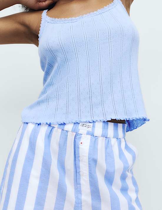 Gestreepte pyjama van zuiver katoen met short