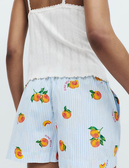 Short de pyjama en popeline 100 % coton imprim&eacute;e