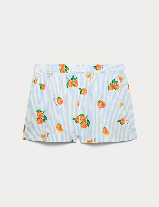 Short de pyjama en popeline 100 % coton imprim&eacute;e