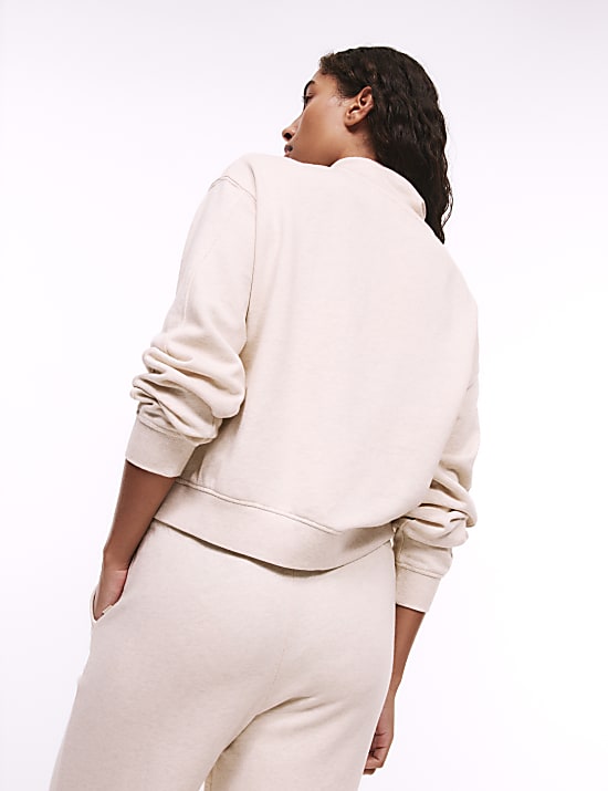 Loungesweatshirt van zuiver katoen met kwartrits