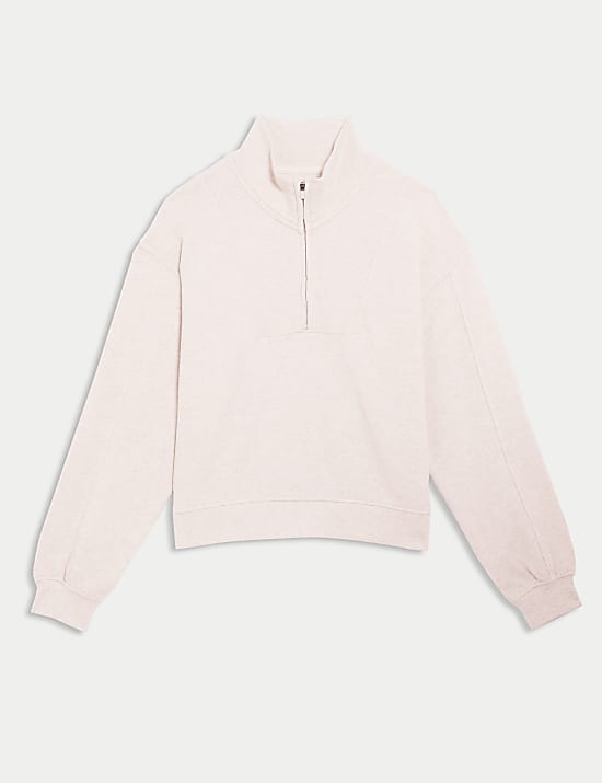 Loungesweatshirt van zuiver katoen met kwartrits