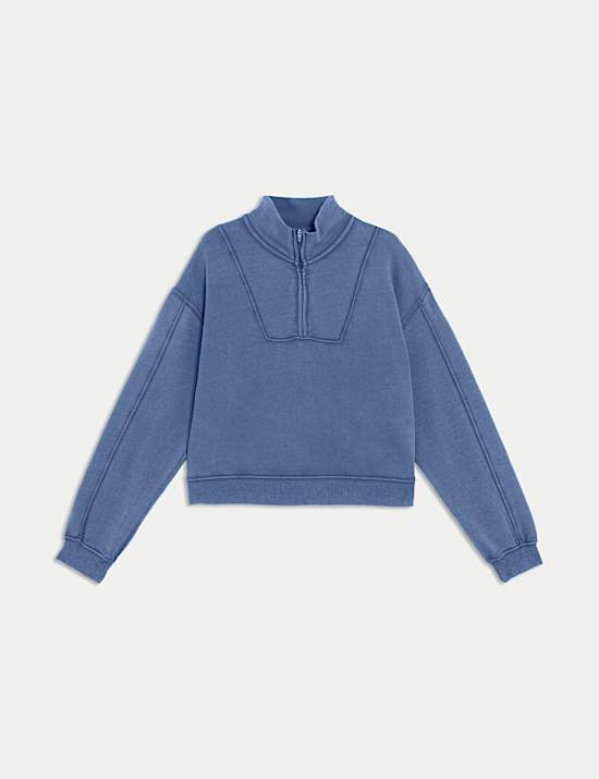 Pure Cotton Quarter Zip Lounge Sweatshirt