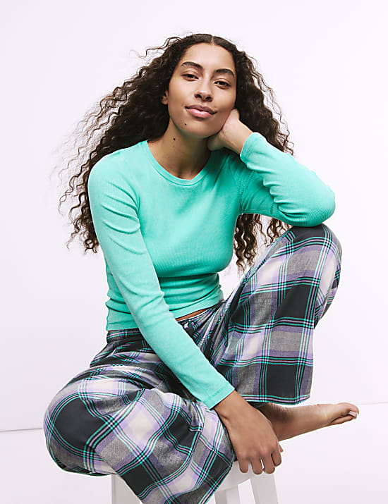 Cotton Rich Ribbed Pyjama Top