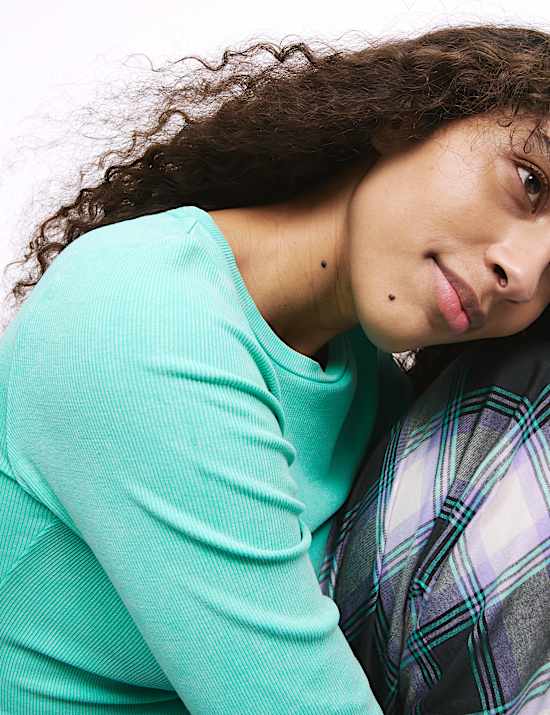 Cotton Rich Ribbed Pyjama Top