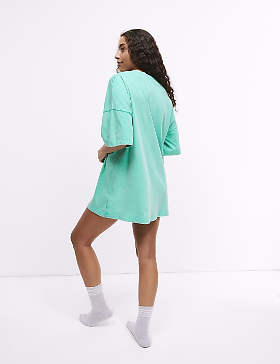 Pure Cotton Slogan Oversized T-Shirt