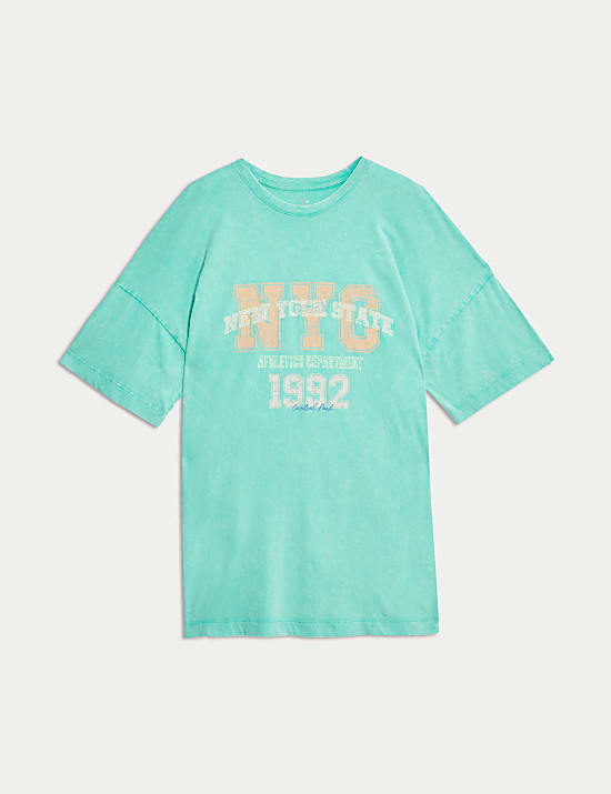 Pure Cotton Slogan Oversized T-Shirt