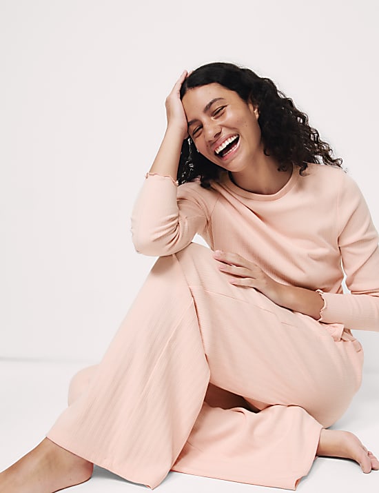 Cotton Rich Rib Pointelle Lounge Top