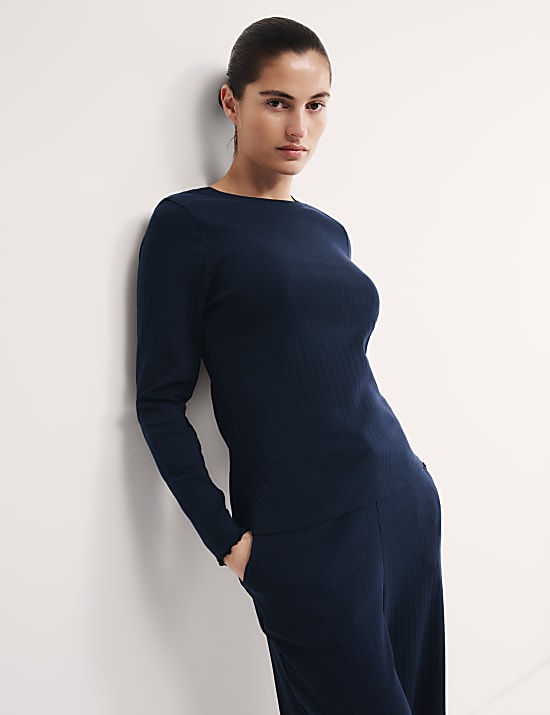 Cotton Rich Rib Pointelle Lounge Top