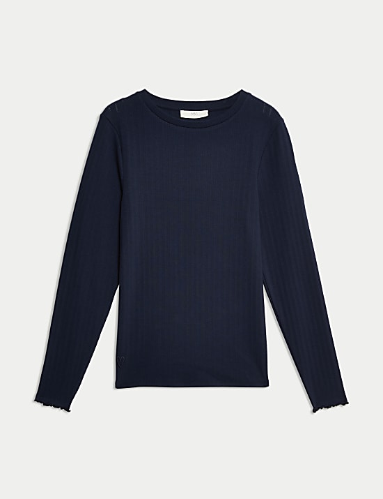 Cotton Rich Rib Pointelle Lounge Top