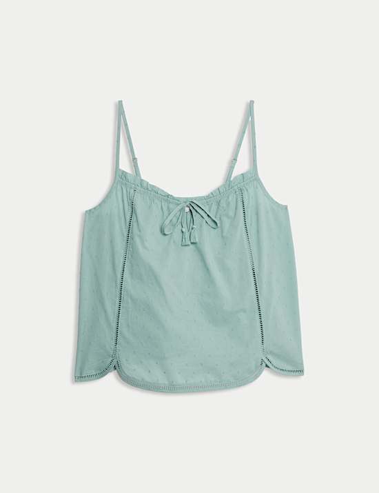 Pure Cotton Tie Front Cami Pyjama Top