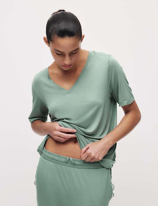 Pyjamashirt met kantdetail