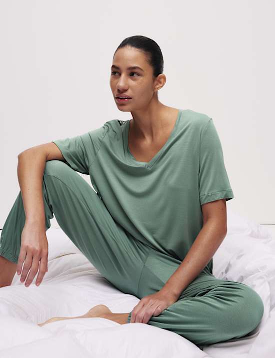 Pyjamashirt met kantdetail