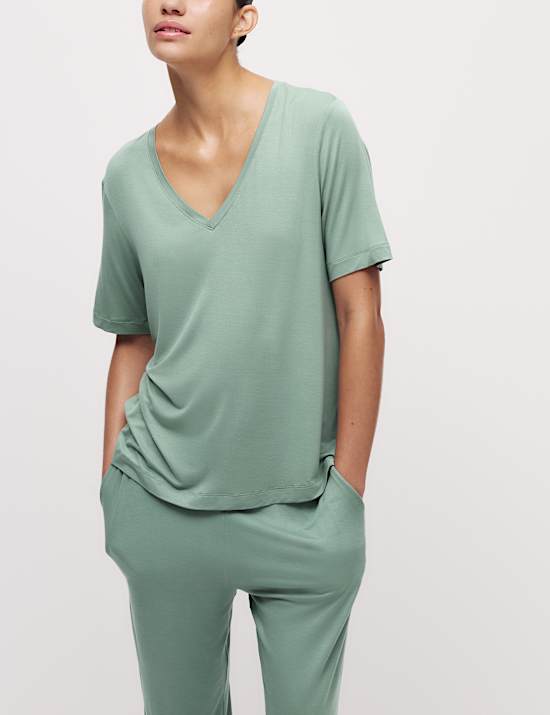 Pyjamashirt met kantdetail